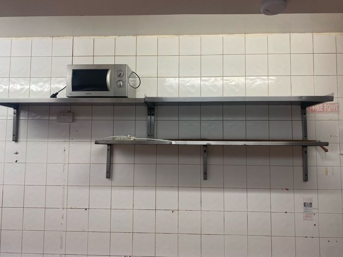 Stainless Steel Sink x 2 and Shelves