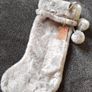 Luxury Super Soft Faux Fur Trim Christmas Stocking Silver Grey Image 2