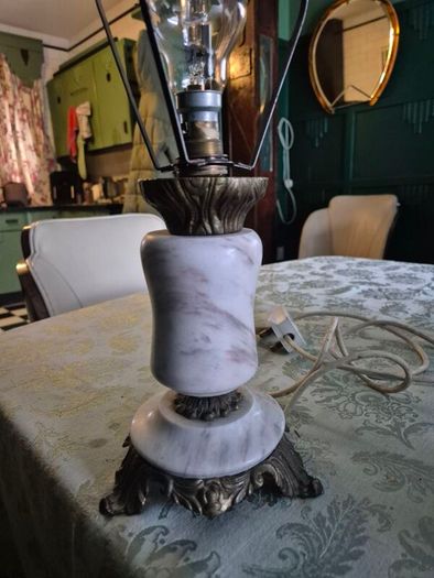 Mid Century Vintage Retro Marble gold ornate metal lamp base