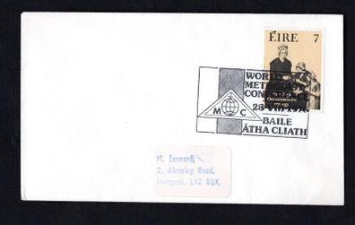 1976 Ireland "World Methodist Conference 28 V111 1976 Baile Atah Cliath special cancel tying 7p Foundation of the Presentation Order of Nuns Commemorative stamp. Used at the RDS Ballsbridge.
