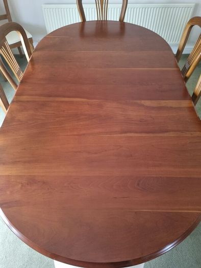 Cherry wood dining table and 8 chairs