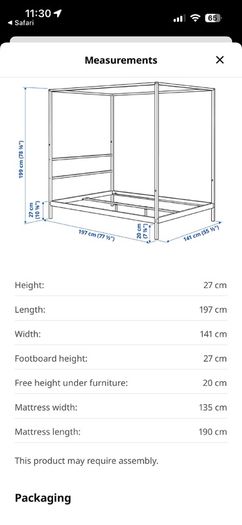 IKEA Small double 4 post bed