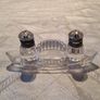 Antique Glass Double inkwell in boat form Image 2