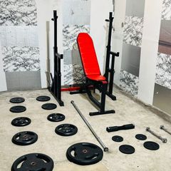 106kg Barbell Set Dumbbells Adjustable Rack Bench