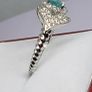 Sterling silver (Sz: T or P) Lagoon Apatite & White Zircon Fancy Ring in Rhodium Overlay Sterling Silver 1.25 Ct. Image 9