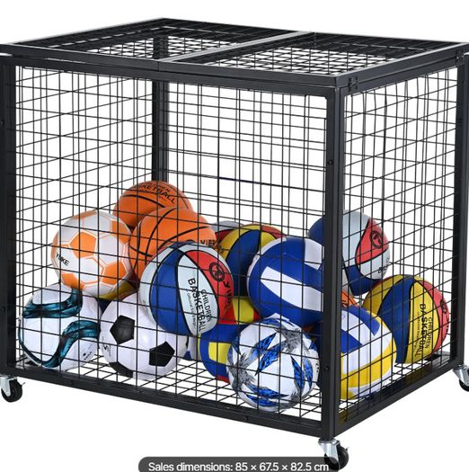 Rolling Sports Ball Storage Cart 85 x 67.5 x 82.5 cm