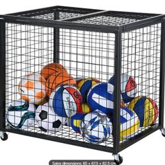 Rolling Sports Ball Storage Cart 85 x 67.5 x 82.5 cm