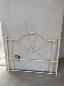 Double bed cream wrought iron headboard