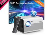 1080P HD Bluetooth Projector Support Digital Zoom, Outdoor Movie Projector with Screen, Bigasuo 8000L Mini Home Video Projector Compatible with HDMI,USB, Android/iOS Smartphone,Laptop (FREE SHIPPING)