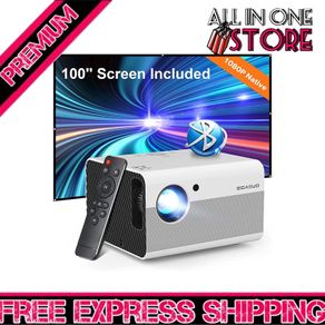 1080P HD Bluetooth Projector Support Digital Zoom, Outdoor Movie Projector with Screen, Bigasuo 8000L Mini Home Video Projector Compatible with HDMI,USB, Android/iOS Smartphone,Laptop (FREE SHIPPING)