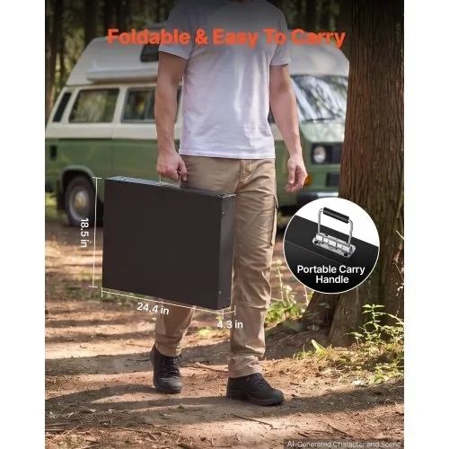 Folding Grill Table 87x45 cm Camping Griddle Stand Fit 43 & 56 cm, for Picnic BBQ Tailgating, Carbon Steel, Adjustable Height, 158 kg, Outdoor Cart with Magnetic Tool Rack and Tissue Holder