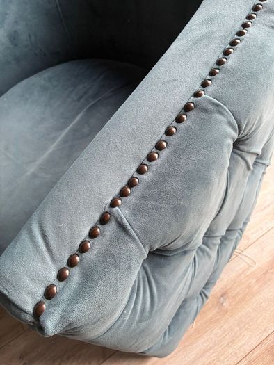 Teal Velvet Swivel Armchair
