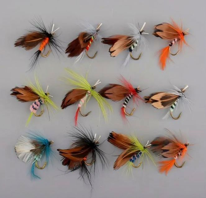 Packet Of 12 Fishing Flies (brand New).