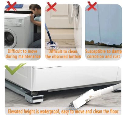 BRAND NEW Refrigerator Movable Stand Adjustable BLACK(2pcs)
