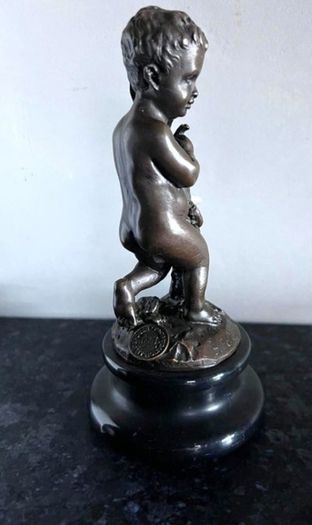 Paul Schmidt-Felling (1835-1920) Boy With Hare - Bronze, Marble, Signed