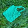 Handmade cotton crochet tote bag - green, shopping bag, woven bag Image 6