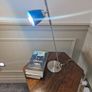 Vintage Aluminor blue desk lamp, chrome-plated metal | translucent lampshade | retro design 40W Image 7