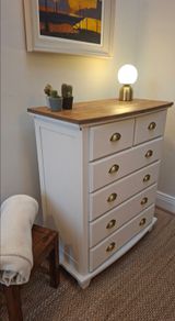 Beautiful 6 Drawer Chest of Drawers with Natural Wood Top