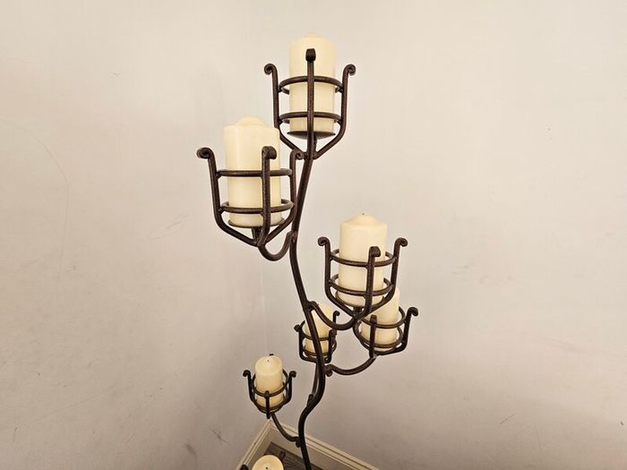 Metal Candelabra and 8 candles