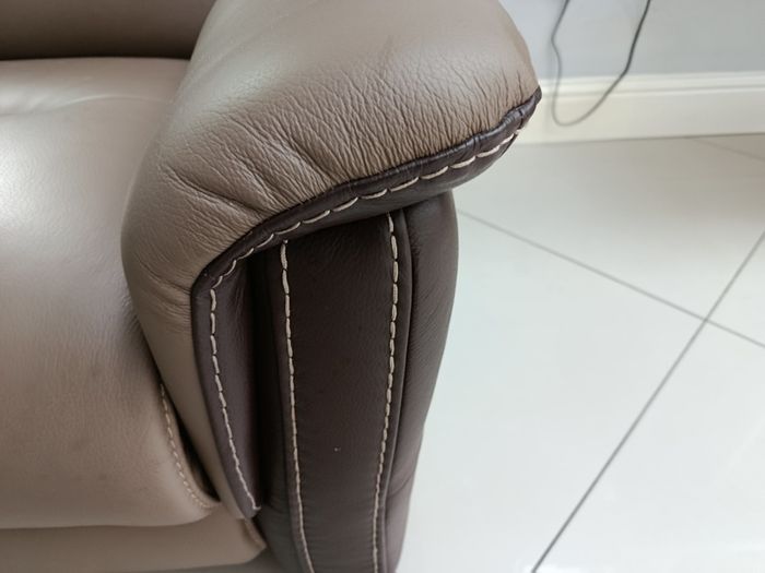Sofa Brown Leather Italian Bardi Brand Recliner electric