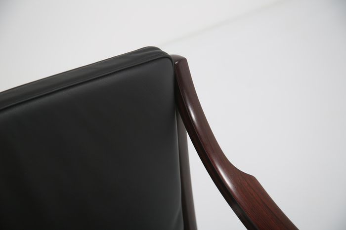 Vintage Rosewood and Black Leather Armchair by Karl Erik Ekselius for JOC Vetlanda, 1960s