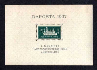 1937 Danzig 50p Green Famous Castle Stamp Expo Souvenir Sheet Mint