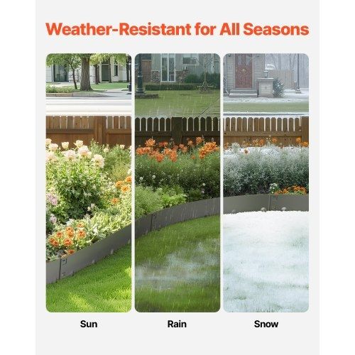 Steel Landscape Edging 5 Packs 39 x 4in Rust-Resistant for Yard Dark Gray