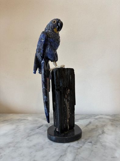 Large Hand-Carved Blue Sodalite Macaw
