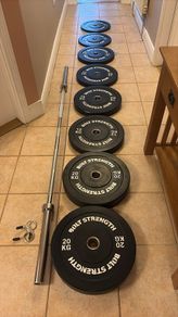 Olympic Bumper Weight Plates And 7 Foot Olympic Barbell