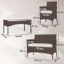 4 Piece Rattan Garden Furniture Sofa Set with Loveseat, Armchairs, Glass-Top Coffee Table and Cushions, Brown Image 2