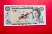 Bermuda  50  DOLLARS  1978 .  ( Specimen  )  Rare  Pick  32s. Uncirculated