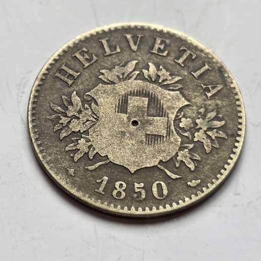 1850 Switzerland 20 Rappen Coin - First Year Swiss Federal Issue