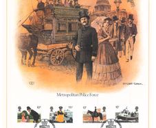 1979 Great Britain Limited Edition Lithographed Print measuring 333mm X 257mm showing Metropolitan Police Force Commemorative stamps with First Day of Issue Cancel