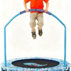 38 Trampoline for Kid Noise-Free Trampolines with Adjustable Foam Handle and Safety Padded Cover Foldable Toddler Bouncer Indoor & Outdoor Bungee Rebounder Trampoline for Child Play and Exercise
