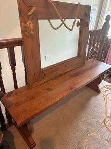 Solid Pine Rustic Hallway Bench
