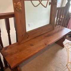 Solid Pine Rustic Hallway Bench