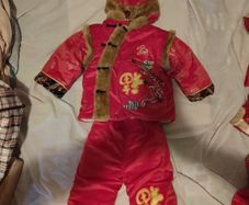 Boys Traditional Red New Year Costume, Warm Winter Chinese Outfit Set