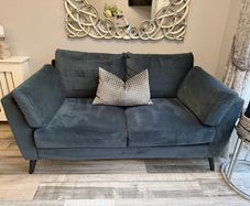 Charcoal grey velvet two seater sofa -EZ living
