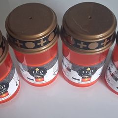 4 Red Led Memorial Flickering Candles Bundle