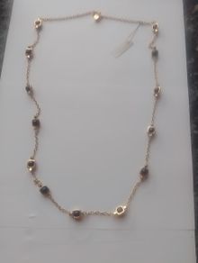 Black and Gold Square Charm Necklace 18 Inch