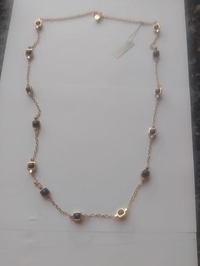 Black and Gold Square Charm Necklace 18 Inch