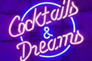 Cocktails and Dreams Real Glass Neon Light Sign Home Beer Bar Pub Recreation Room Game Room Windows Garage Wall Store Sign (17 inch x 14 inch Large)