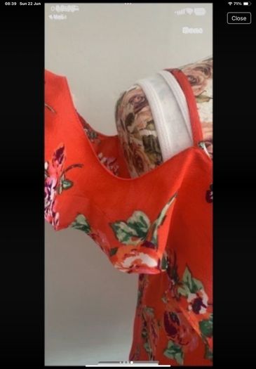 cami coral red floral top with cold shoulder detail size 14