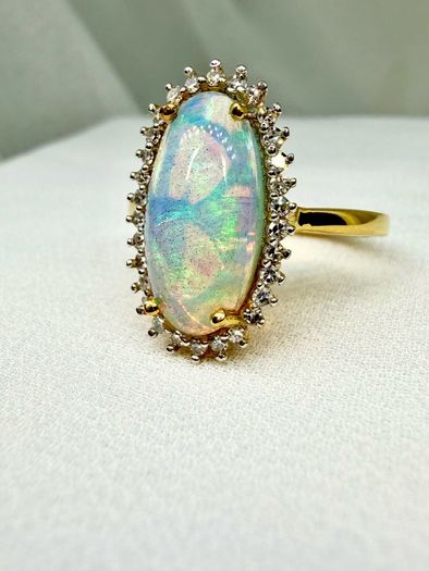 Opal Lab-Grown Diamond Halo Ring