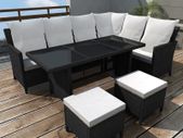 4 Piece Garden Lounge Set with Cushions Poly Rattan Black