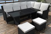 4 Piece Garden Lounge Set with Cushions Poly Rattan Black