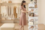 7 Tiers Rotating Shoe Rack Tower with Wheels, Movable 360