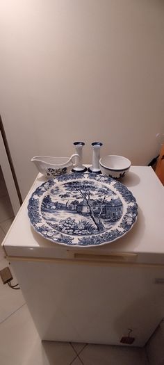 Blue and white