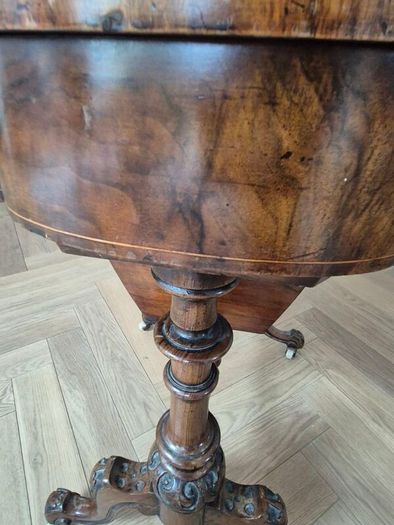 Antique Victorian Burr Walnut Games & Work Table