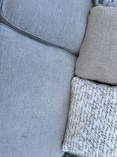 Beige L shaped corner sofa